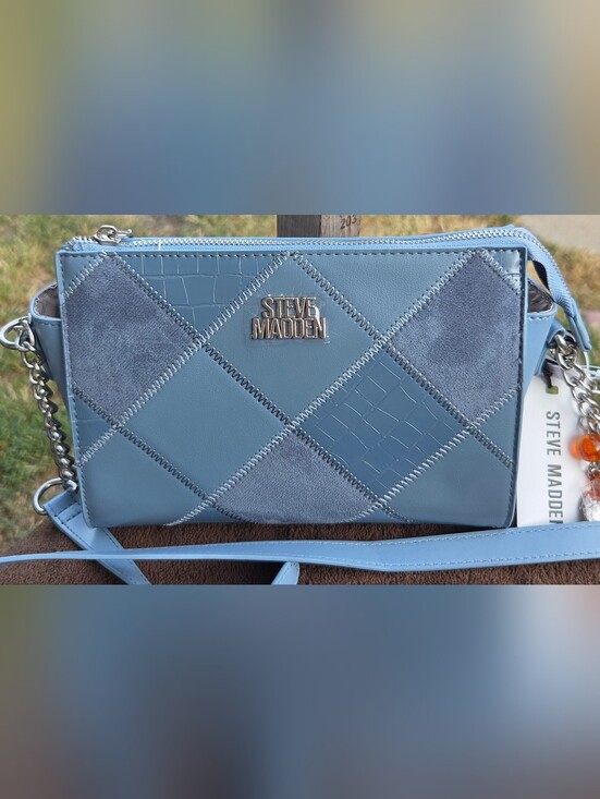 Steve Madden Handbags - Steve Madden Blue Patchwork Crossbody Bag
